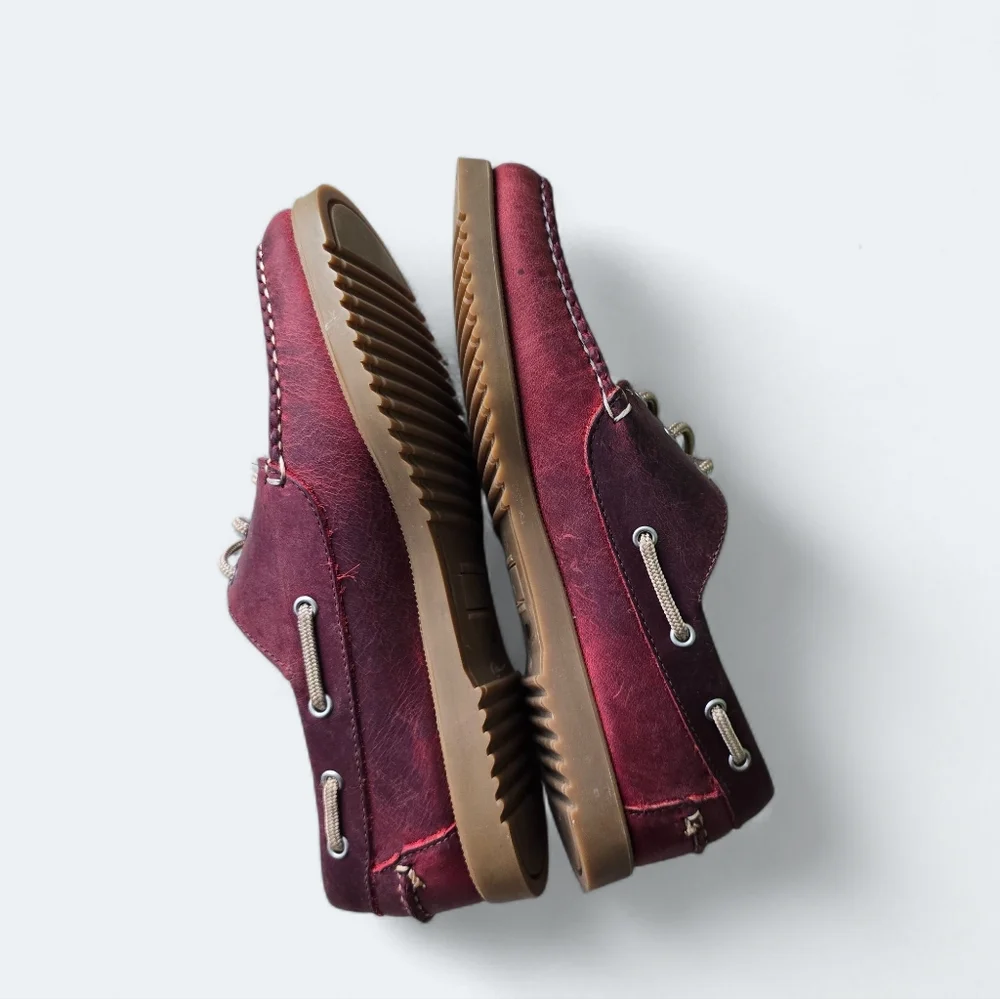 Allen Edmonds Harbour Boat Loafers Rustic Chilli Red